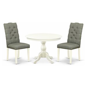 Pemberly Row 3-Piece Wood Dining Set in Linen White and Smoke Finish