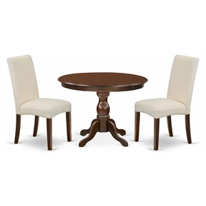 Pemberly Row 3-Piece Wood Dining Set in Mahogany and Cream Finish