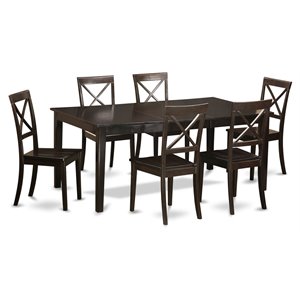 Pemberly Row 7-Piece Dining Table Set with Butterfly Leaf in Cappuccino