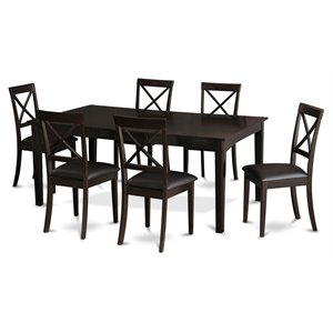 Pemberly Row 7-Piece Wood Dining Set with Butterfly Leaf in Cappuccino