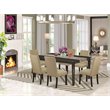 Pemberly Row 7-Piece Wood Dining Set with Upholstered Chairs in Brown