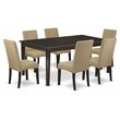 Pemberly Row 7-Piece Wood Dining Set with Upholstered Chairs in Brown