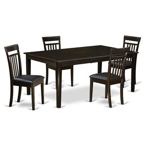 Pemberly Row 5-Piece Dining Set with Butterfly Leaf in Cappuccino