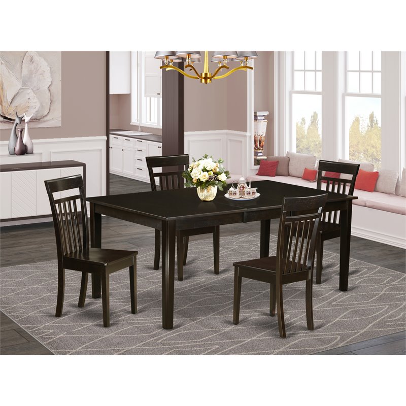 Pemberly Row 5-Piece Wood Dining Set with Butterfly Leaf in Cappuccino