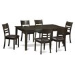 Pemberly Row 7-Piece Wood Dining Set with Leather Chairs in Cappuccino