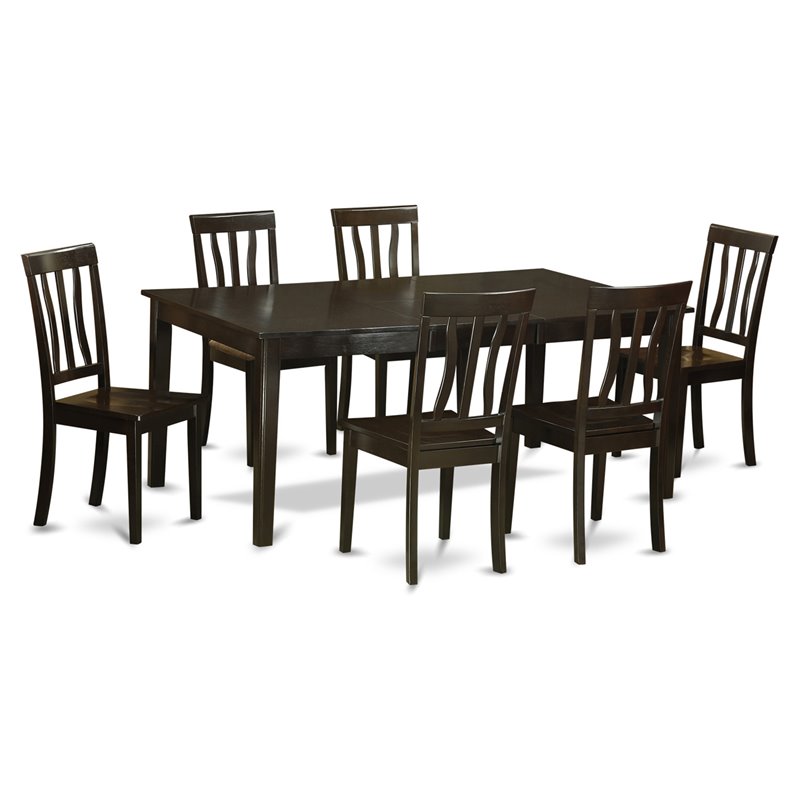 Pemberly Row 7-Piece Wood Dining Set with Butterfly Leaf in Cappuccino