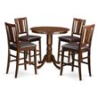 Pemberly Row 5-Piece Wood Dining Set with Faux Leather Seats in Mahogany