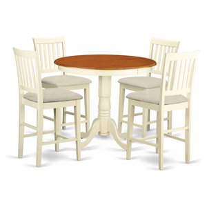 Pemberly Row 5-Piece Counter Height Dining Set in Cherry & Buttermilk