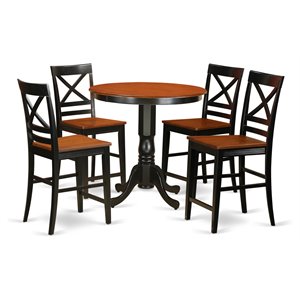 Pemberly Row 5-Piece Wood Counter Height Dining Set in Black & Cherry