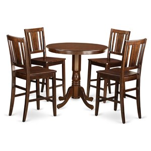 Pemberly Row 5-Piece Counter Height Dining Table Set in Mahogany Finish