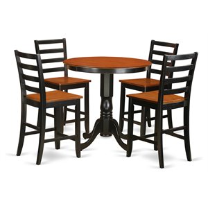 Pemberly Row 5-Piece Counter Height Dining Set in Black and Cherry Finish