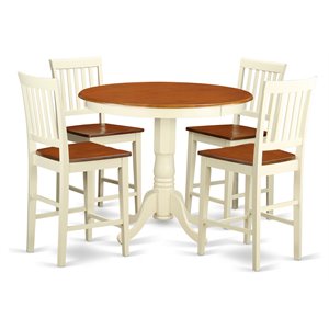 Pemberly Row 5-Piece Counter Height Table Set with Cherry Buttermilk Finish