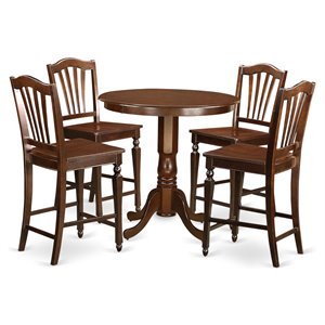 Pemberly Row 5-Piece Wood Counter Height Dining Set in Mahogany