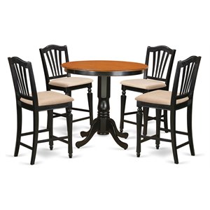Pemberly Row 5-Piece Counter Height Dining Set in Black/Cherry Finish
