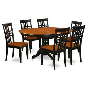Pemberly Row 7-Piece Oval Wood Dining Table Set with Black/Cherry Finish