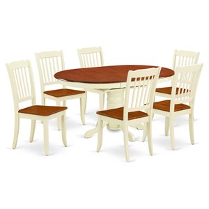 Pemberly Row 7-Piece Wood Dining Set with Slatted Chairs in Cherry