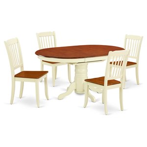 Pemberly Row 5-Piece Dining Set with Slatted Chairs in Buttermilk/Cherry