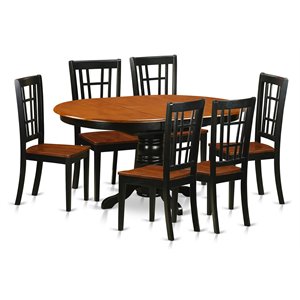 Pemberly Row 7-Piece Dining Set with Ladder-Back Chairs in Black Cherry