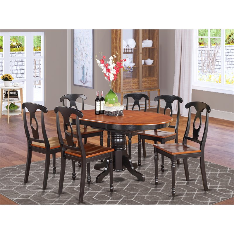Pemberly Row 7-Piece Wood Dining Set with Butterfly Leaf in Black/Cherry