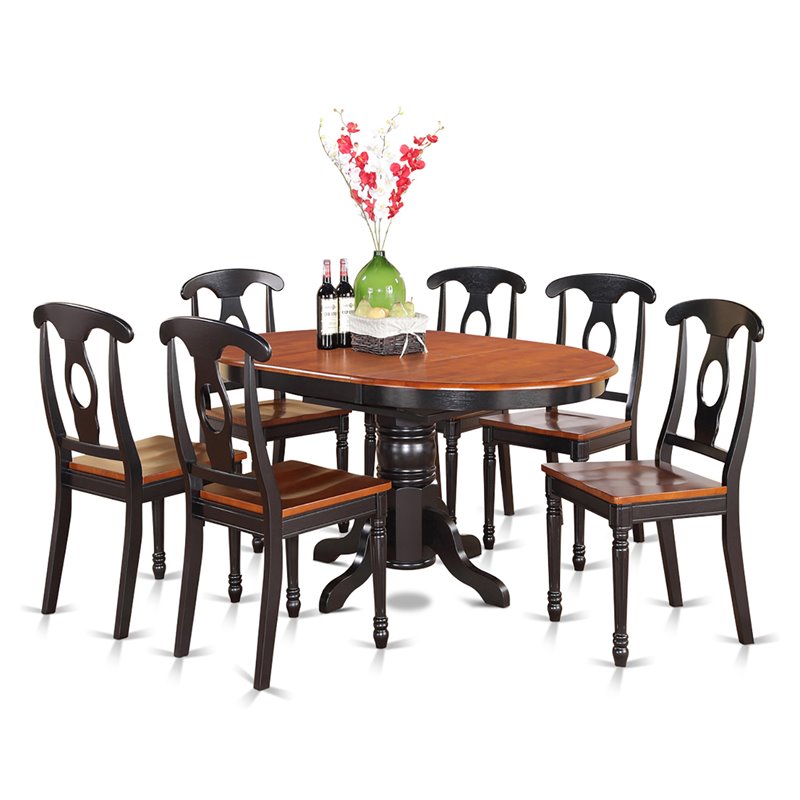 Pemberly Row 7-Piece Wood Dining Set with Butterfly Leaf in Black/Cherry