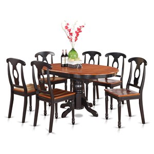 Pemberly Row 7-Piece Wood Dining Set with Butterfly Leaf in Black/Cherry