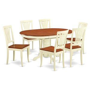 Pemberly Row 7-Piece Dining Set with Butterfly Leaf in Buttermilk/Cherry