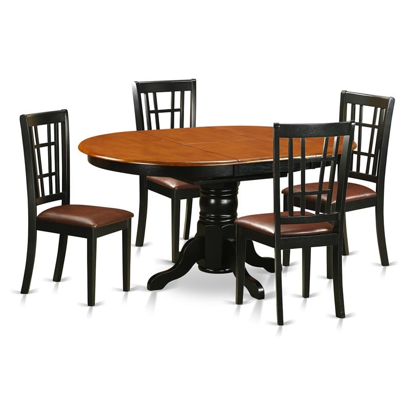 Pemberly Row 5-Piece Kitchen Set with Ladder-Back Chairs in Black Cherry