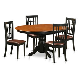 Pemberly Row 5-Piece Kitchen Set with Ladder-Back Chairs in Black Cherry