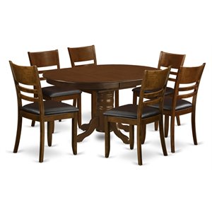 Pemberly Row 7-Piece Wood Dining Set with Ladder-Back Chairs in Espresso