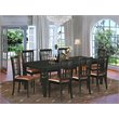 Pemberly Row 9-Piece Wood Dining Set in Black with Faux Leather Chairs
