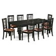 Pemberly Row 9-Piece Wood Dining Set in Black with Faux Leather Chairs