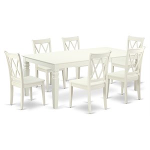 Pemberly Row 7-Piece Wood Dining Set with X-Back Chairs in White