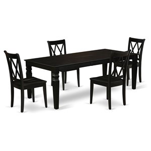Pemberly Row 5-Piece Wood Dining Seat in Black with X-Back Chairs
