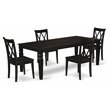 Pemberly Row 5-Piece Wood Dining Seat in Black with X-Back Chairs