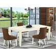 Pemberly Row 5-Piece Wood Dining Set in Linen White and Dark Coffee