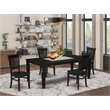 Pemberly Row 5-Piece Wood Dining Set with Slatted Chairs in Black