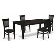 Pemberly Row 5-Piece Wood Dining Set with Slatted Chairs in Black