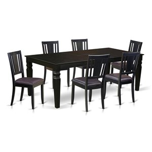 Pemberly Row 7-Piece Wood Dining Set with Extension Leaf in Black