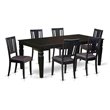 Pemberly Row 7-Piece Wood Dining Set with Extension Leaf in Black