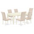 Pemberly Row 7-Piece Wood Dinette Set in Linen White and Light Beige