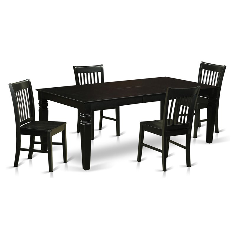 Pemberly Row 5-Piece Dining Set with Black Finish and Wood Chairs