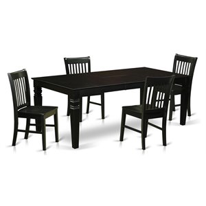 Pemberly Row 5-Piece Dining Set with Black Finish and Wood Chairs