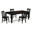 Pemberly Row 5-Piece Dining Set with Black Finish and Wood Chairs