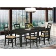 Pemberly Row 7-Piece Wood Dining Set with Linen Upholstery in Black