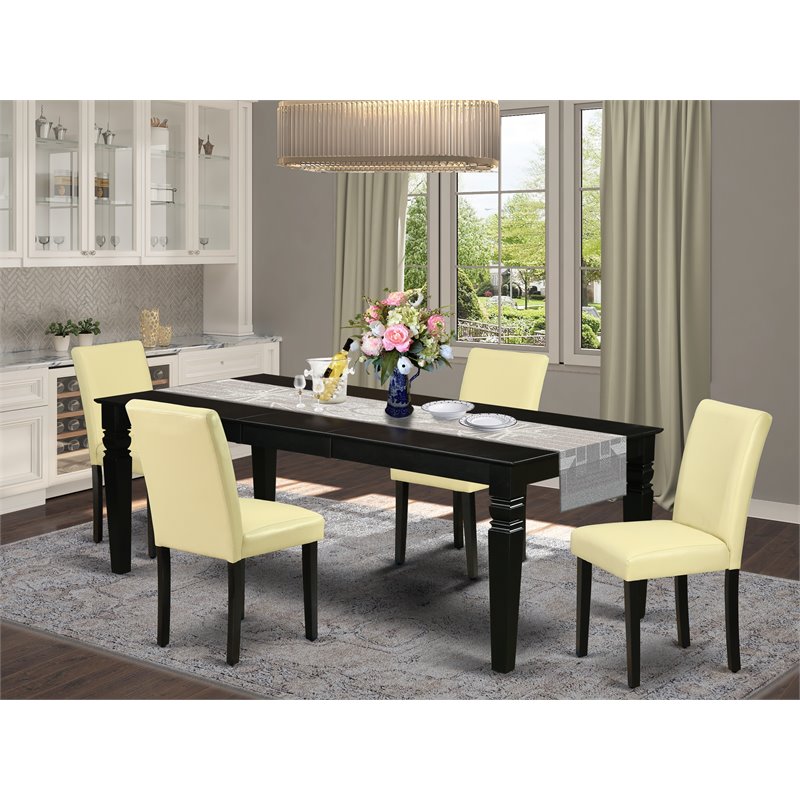 Pemberly Row 5-Piece Dining Set in Wood Black and Eggnog Finish