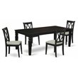 Pemberly Row 5-Piece Rubberwood Dining Set with X-Back Chairs in Black