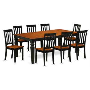 Pemberly Row 9-Piece Wood Dining Set with Extension Leaf in Black/Cherry