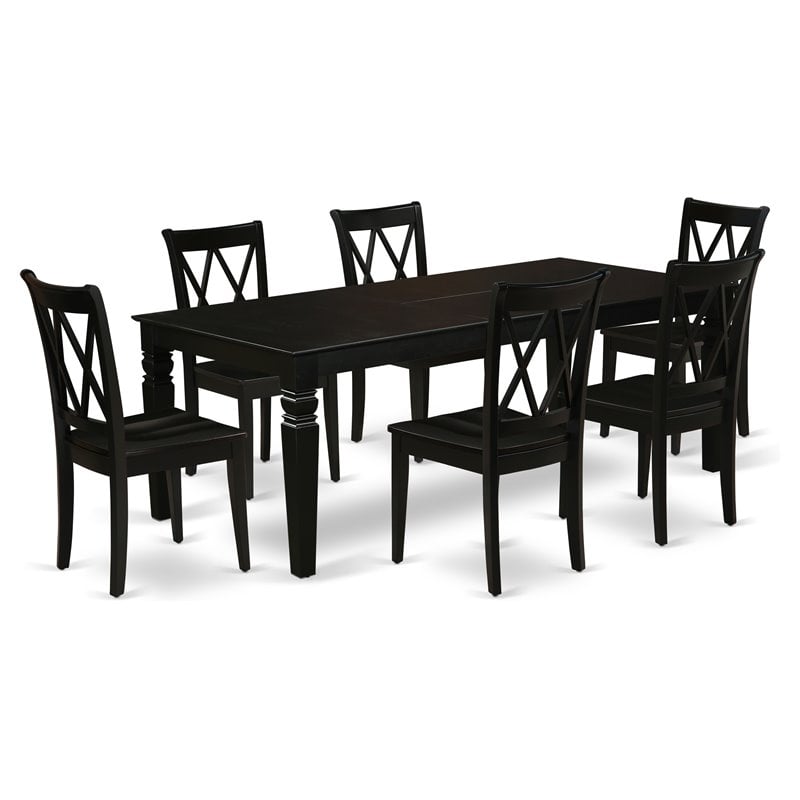 Pemberly Row 7-Piece Wood Dining Room Set in Sleek Black Finish