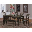 Pemberly Row 6-Piece Wood Dining Set with Leather Seats in Cappuccino