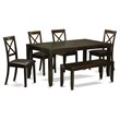 Pemberly Row 6-Piece Wood Dining Set with Leather Seats in Cappuccino